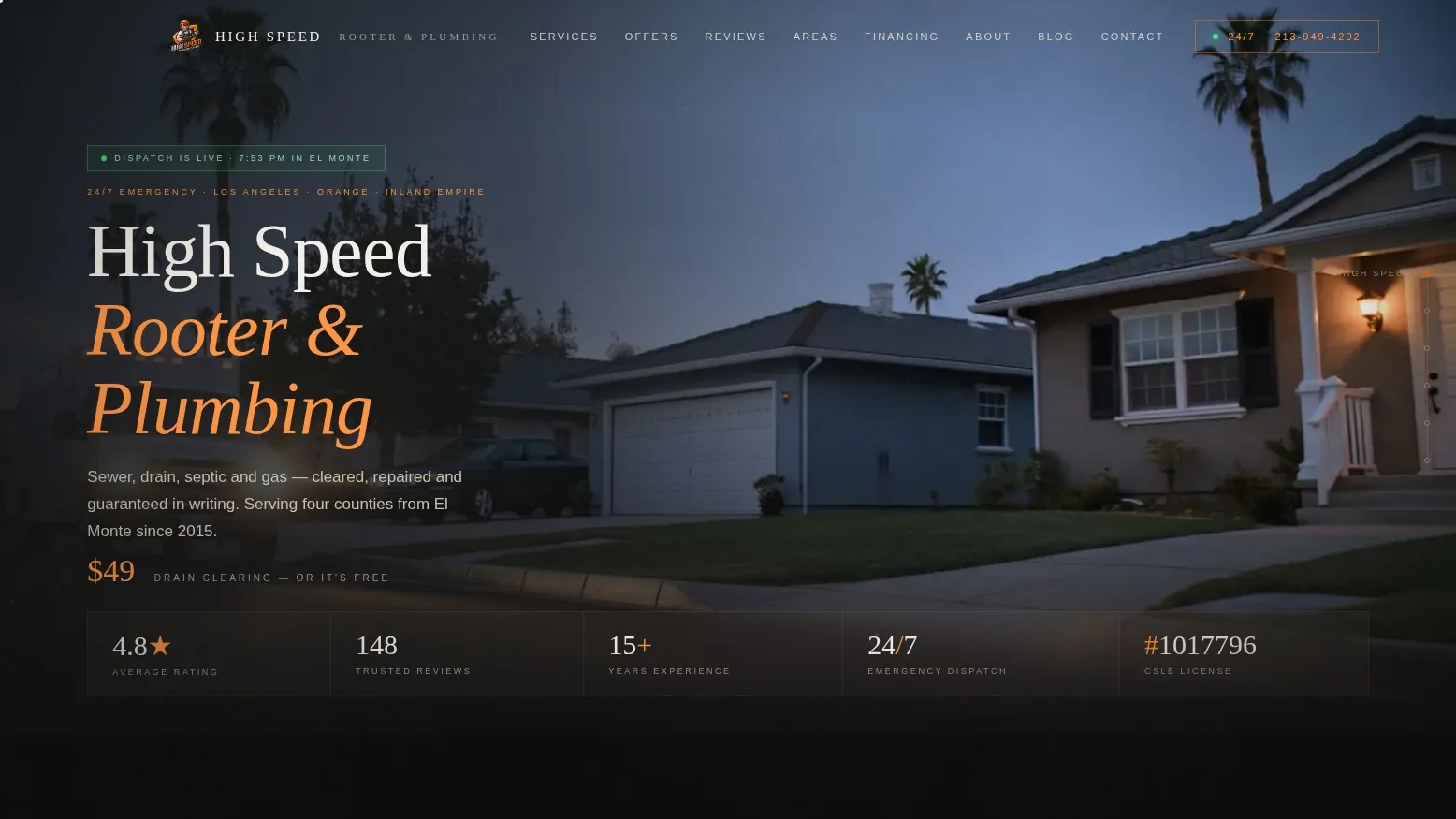 High Speed Rooter homepage