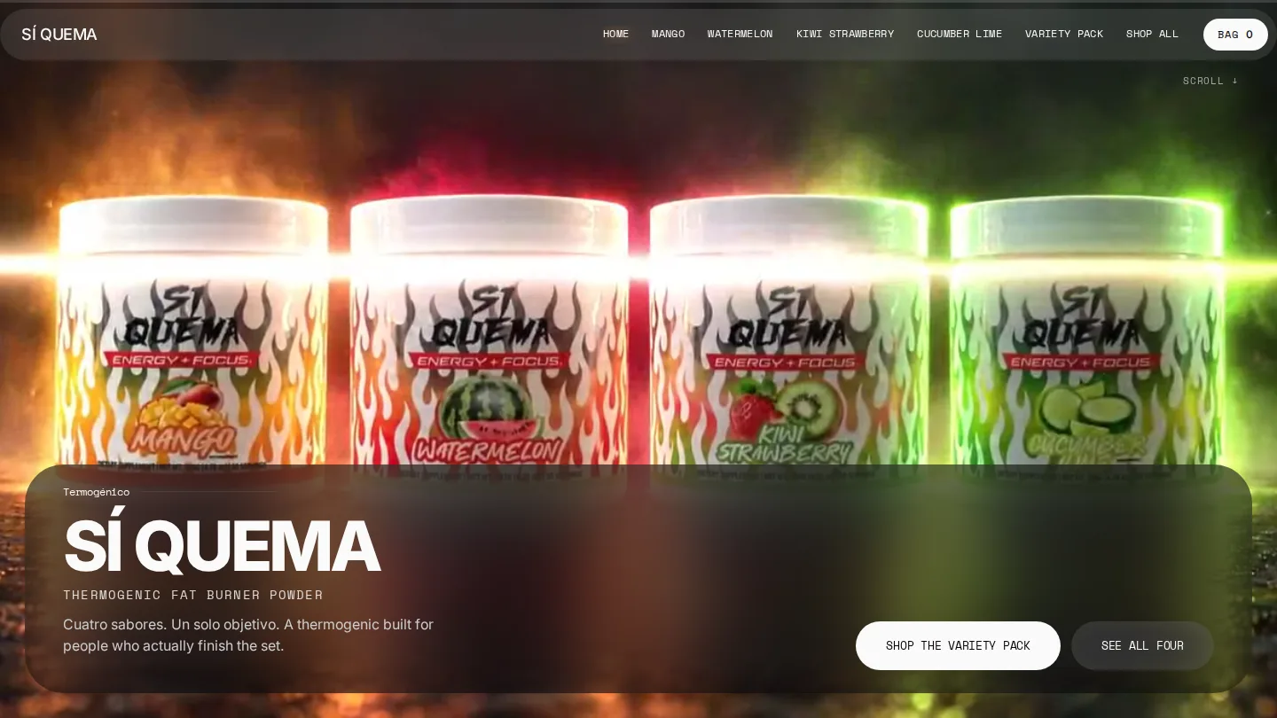 SÍ QUEMA Supplements storefront